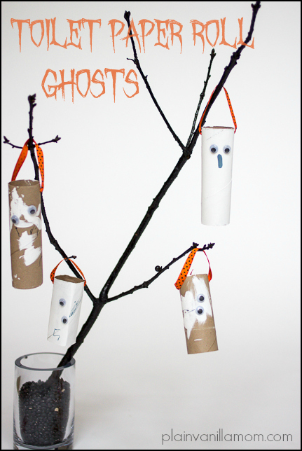 Toilet Paper Roll Ghosts