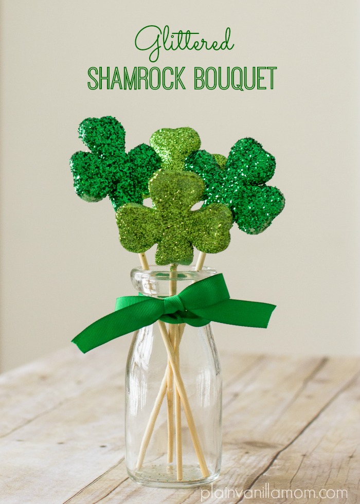 How to make this beautiful glittered shamrock bouquet out of salt dough.