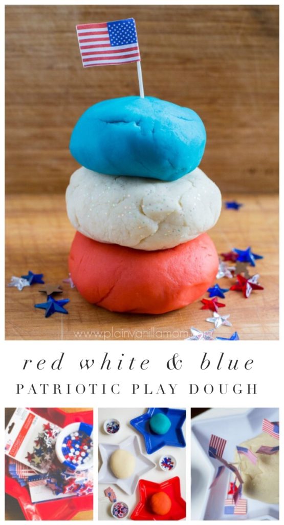 Red White & Blue Play Dough. A Patriotic Invitation to Play with Play Dough