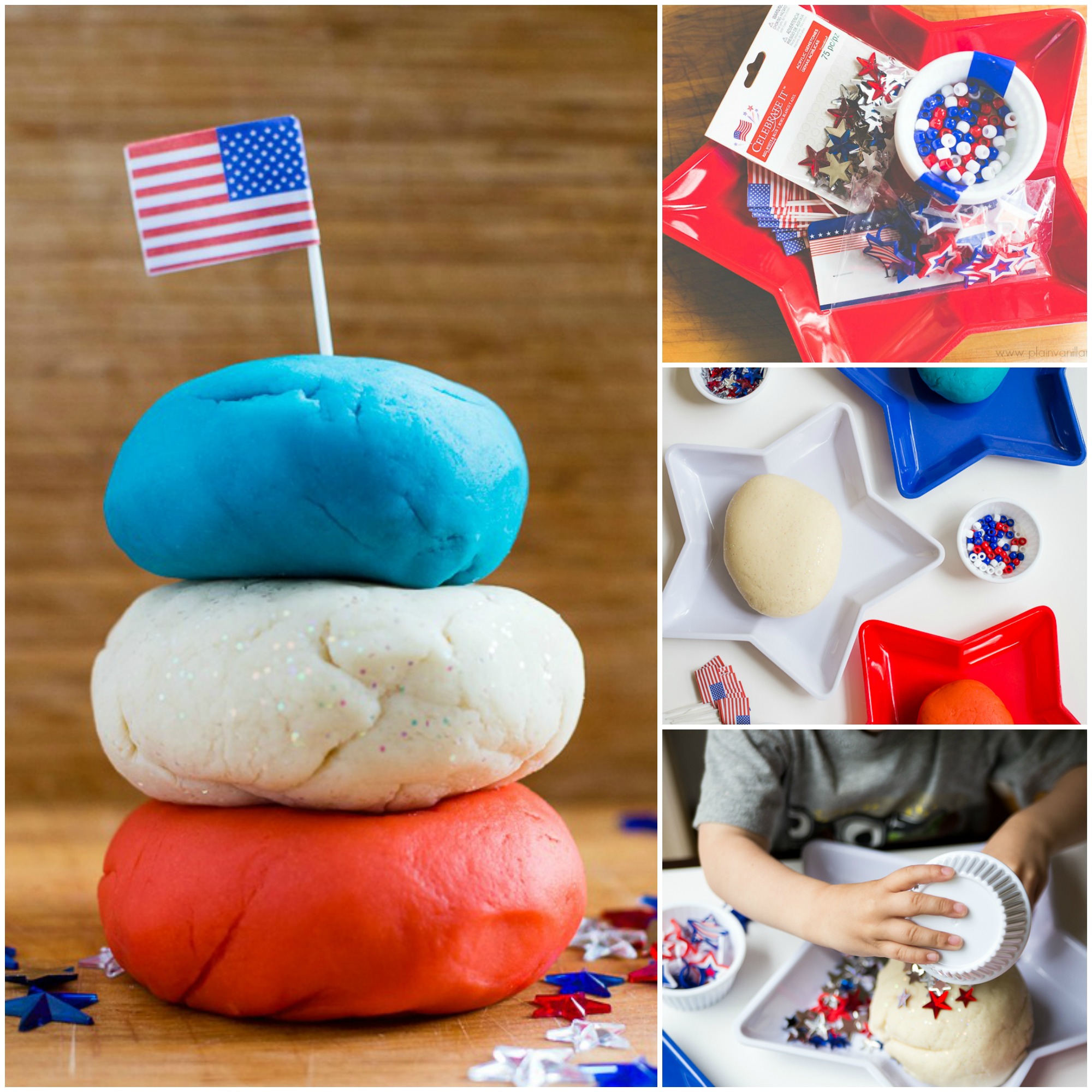 Red White & Blue Jello Play Dough. A Perfect Patriotic Invitation to Play.