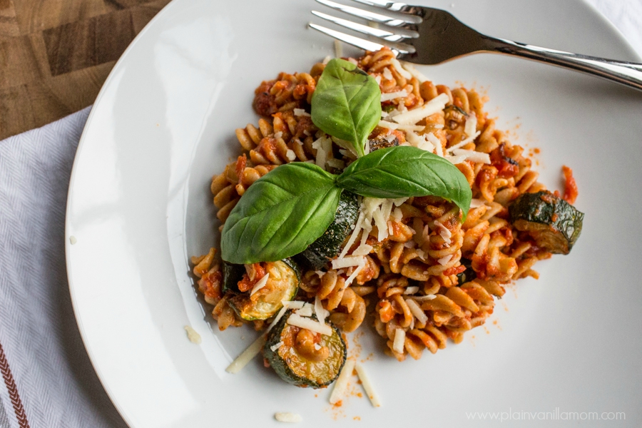 Whole Wheat Rotini w/ Roasted Zucchini  - #FallForFlavor