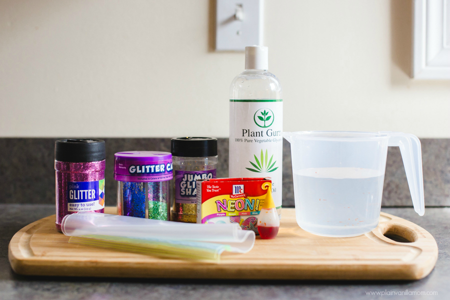 Materials to Make Glittler Blob Sensory Bags