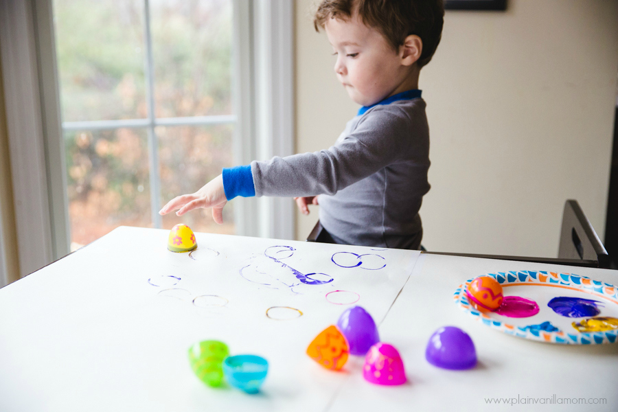 stamping with plastic easter eggs