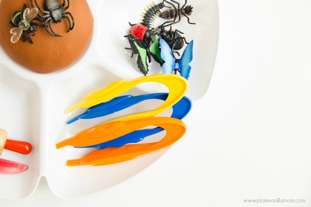 Bug Fossils in Play Dough Invitation to Play